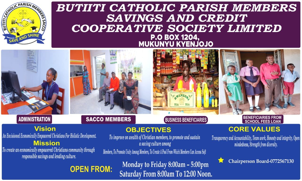 SACCO banner showing services and beneficiaries