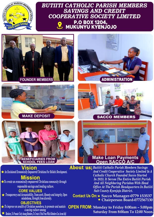 Butiiti SACCO poster showing members and beneficiaries